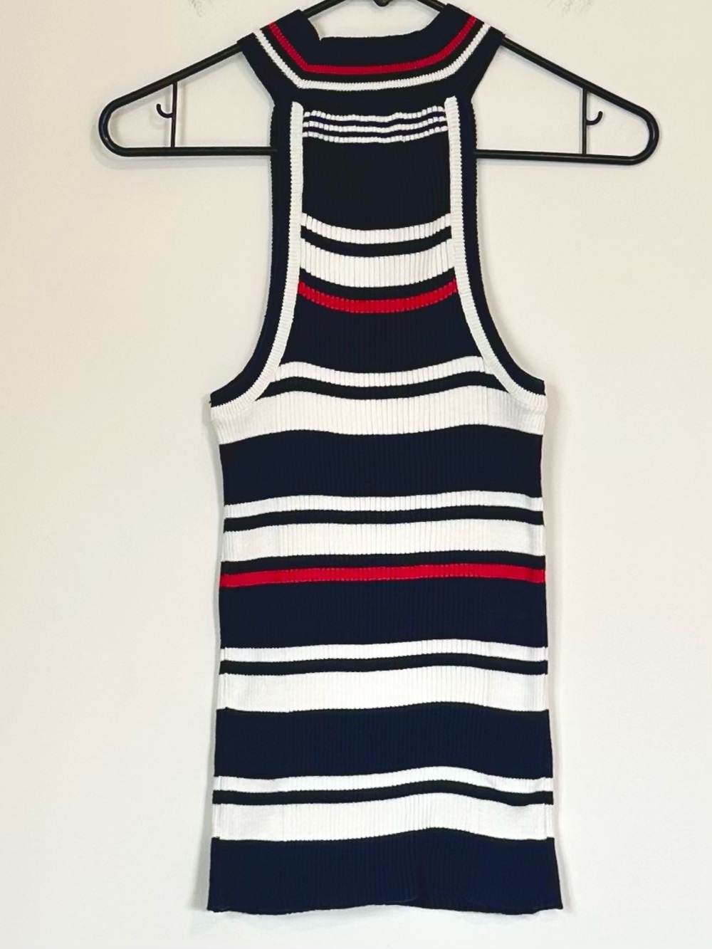 NWT Anthropologie Maeve Navy White and Red Striped Halter Ribbed Tank - Medium - Picture 5 of 9